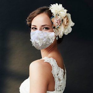 2 White Lace Linen Face mask, Art face mask